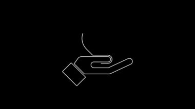 Siyah arka planda izole edilmiş haç sembollü beyaz çizgi kalp. İlk yardım. Sağlık, tıbbi ve eczane işaretleri. 4K Video hareketli grafik canlandırması.