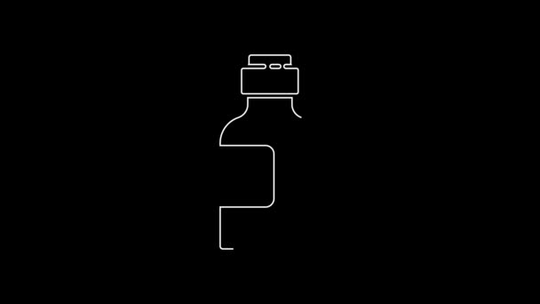 White Line Bottle Medicine Syrup Icon Isolated Black Background Video — ストック動画