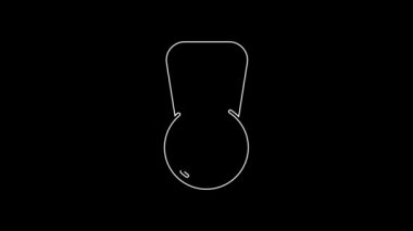 Beyaz çizgi Kettlebell simgesi siyah arkaplanda izole edildi. Spor malzemeleri. 4K Video hareketli grafik canlandırması.