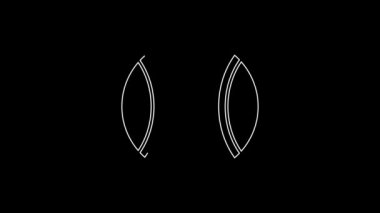 Beyaz çizgi tenis topu ikonu siyah arkaplanda izole edildi. Spor malzemeleri. 4K Video hareketli grafik canlandırması.