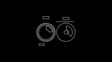 White line Time chess clock icon isolated on black background. Sport equipment. 4K Video motion graphic animation.