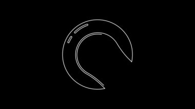 Siyah arka planda beyaz çizgi beyzbol topu ikonu izole edildi. 4K Video hareketli grafik canlandırması.