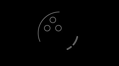 White line Bowling ball icon isolated on black background. Sport equipment. 4K Video motion graphic animation.