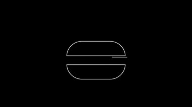 White line Stone for curling sport game icon isolated on black background. Sport equipment. 4K Video motion graphic animation.