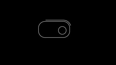 White line Car rearview mirror icon isolated on black background. 4K Video motion graphic animation.
