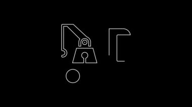White line Tow truck icon isolated on black background. 4K Video motion graphic animation.