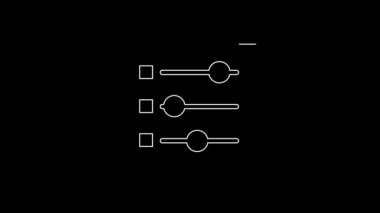 White line Car settings icon isolated on black background. Auto mechanic service. Repair service auto mechanic. Maintenance sign. 4K Video motion graphic animation.
