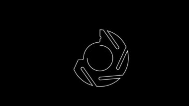 Siyah arka planda izole edilmiş beyaz çizgili araba fren diski. 4K Video hareketli grafik canlandırması.