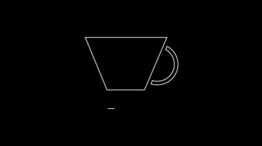 White line V60 coffee maker icon isolated on black background. 4K Video motion graphic animation.