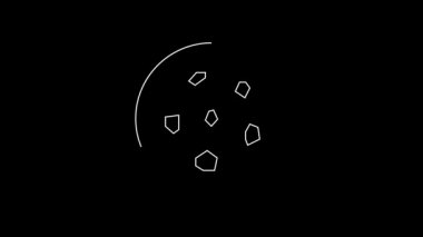 Beyaz çizgili kurabiye ya da siyah arka planda çikolata ikonlu bisküvi. 4K Video hareketli grafik canlandırması.