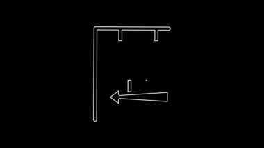 White line Street signboard coffee icon isolated on black background. 4K Video motion graphic animation.