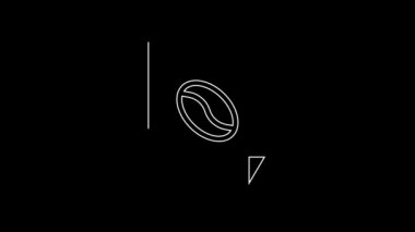 White line Coffee poster icon isolated on black background. 4K Video motion graphic animation.