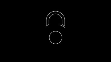 Beyaz çizgi Kettlebell simgesi siyah arkaplanda izole edildi. Spor malzemeleri. 4K Video hareketli grafik canlandırması.