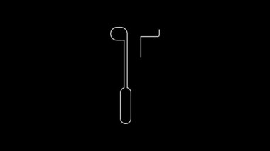 White line Golf club icon isolated on black background. 4K Video motion graphic animation.