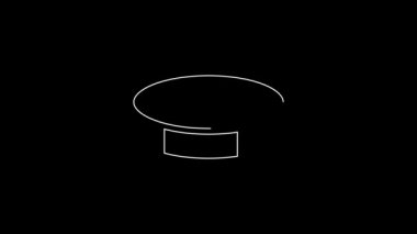 White line Hockey puck icon isolated on black background. Sport equipment. 4K Video motion graphic animation.