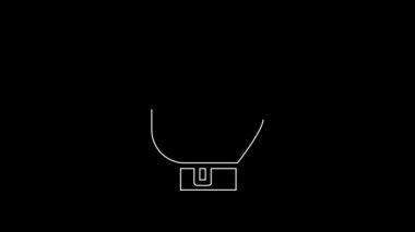 White line Boxing glove icon isolated on black background. 4K Video motion graphic animation.