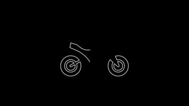 White line Mountain bike icon isolated on black background. 4K Video motion graphic animation.