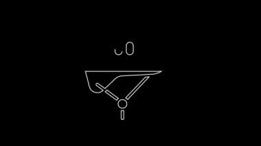 Siyah arkaplanda beyaz çizgili bisiklet başlığı simgesi var. Olağanüstü bir spor. Spor malzemeleri. 4K Video hareketli grafik canlandırması.