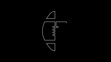 White line Rugby ball icon isolated on black background. 4K Video motion graphic animation.