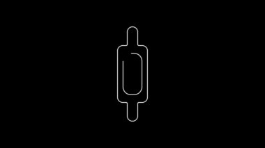 White line Longboard or skateboard cruiser icon isolated on black background. Extreme sport. Sport equipment. 4K Video motion graphic animation.