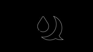 White line Water drop with speech bubbles icon isolated on black background. 4K Video motion graphic animation.