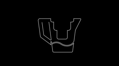 Siyah zemin üzerinde izole edilmiş filtre simgesi olan beyaz çizgi su testisi. 4K Video hareketli grafik canlandırması.