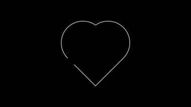 White line Heart with water drop icon isolated on black background. 4K Video motion graphic animation.