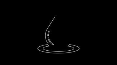 Beyaz çizgi su bırakma simgesi siyah arkaplanda izole edildi. 4K Video hareketli grafik canlandırması.