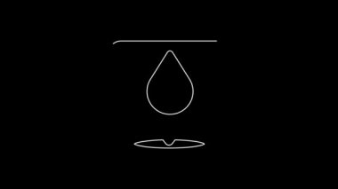 Siyah zemin üzerinde konum simgesi olan beyaz çizgili su damlası. 4K Video hareketli grafik canlandırması.