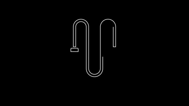 White Line Jump Rope Icon Isolated Black Background Skipping Rope — Video