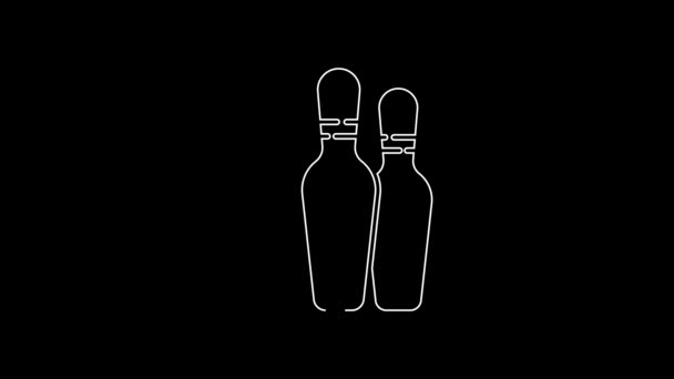 Біла Лінія Піктограма Боулінгу Ізольована Чорному Тлі Відео Рух Графічна — стокове відео