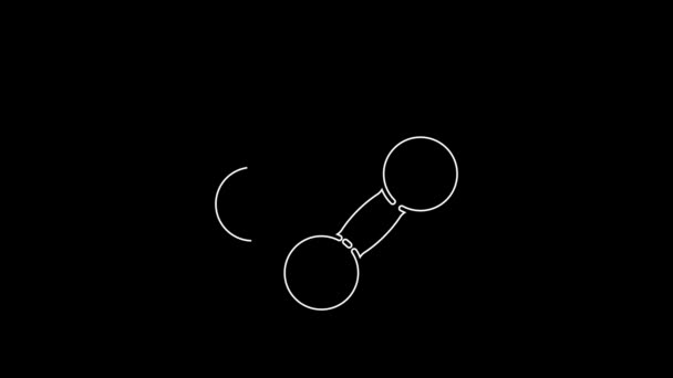 Белая Линия Dumbbell Значок Изолирован Черном Фоне Икона Поднятия Мышц — стоковое видео