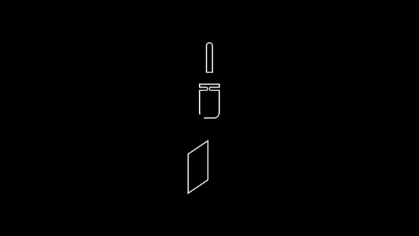 Иконка Стрелки Белой Линии Выделена Черном Фоне Видеографическая Анимация — стоковое видео