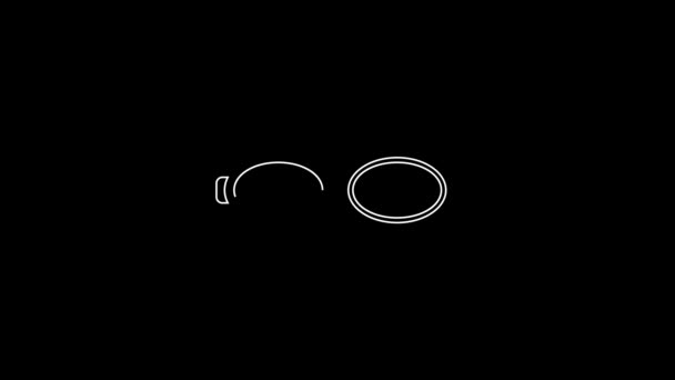 White Line Glasses Swimming Icon Isolated Black Background Goggles Sign — ストック動画