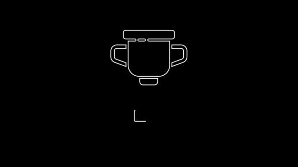 Bílá Čára Award Cup Ikona Izolované Černém Pozadí Symbol Vítězné — Stock video