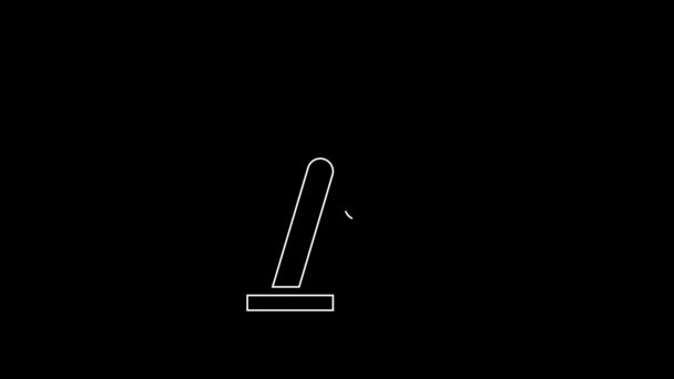 White Line Windscreen Wiper Icon Isolated Black Background Video Motion — ストック動画