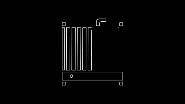 White Line Car Radiator Cooling System Icon Isolated Black Background — Vídeo de Stock