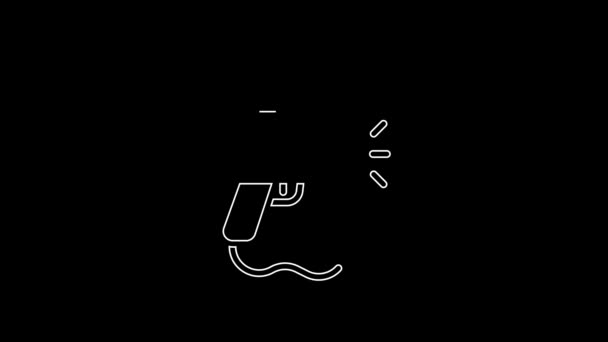 Weiße Linie Lackierpistole Symbol Isoliert Auf Schwarzem Hintergrund Video Motion — Stockvideo