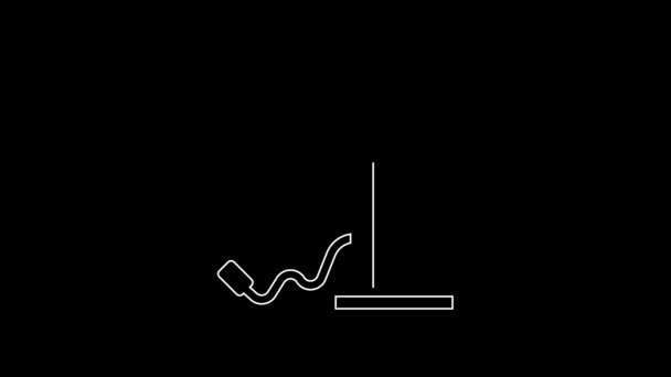 Vit Linje Bil Luftpump Ikon Isolerad Svart Bakgrund Video Motion — Stockvideo