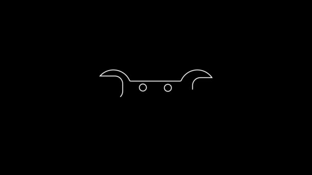 White Line Wrench Spanner Icon Isolated Black Background Video Motion — Stock Video