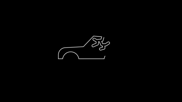 White Line Broken Car Icon Isolated Black Background Car Crush — Wideo stockowe