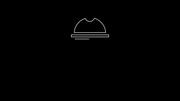 白线奶昔图标孤立在黑色背景 有盖子和稻草的塑料杯 4K视频运动图形动画 — 图库视频影像