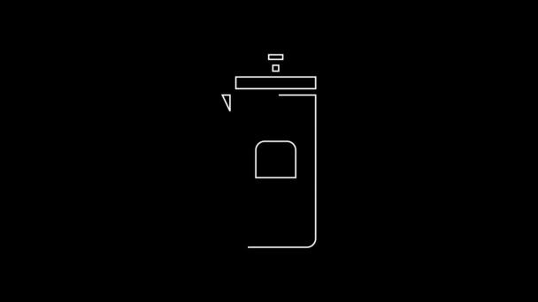 White Line French Press Icon Isolated Black Background Video Motion — Wideo stockowe