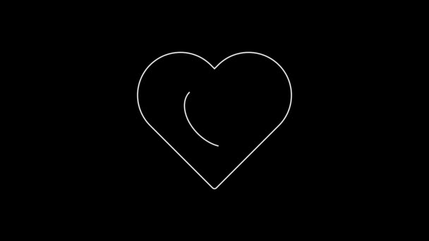 White Line Coffee Lovers Icon Isolated Black Background Love Coffee — Vídeo de stock