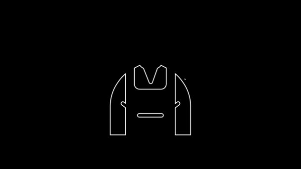 White Line Barista Icon Isolated Black Background Video Motion Graphic — Stock videók