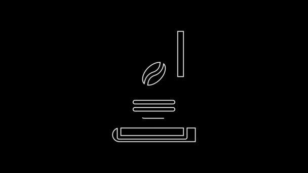 White Line Coffee Book Icon Isolated Black Background Video Motion — Stock videók