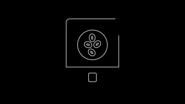 White Line Electronic Coffee Scales Icon Isolated Black Background Weight — Vídeo de Stock