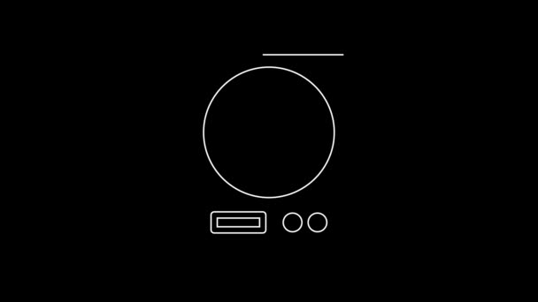 白い線黒の背景に隔離された電子スケールアイコン 重量測定装置 4Kビデオモーショングラフィックアニメーション — ストック動画