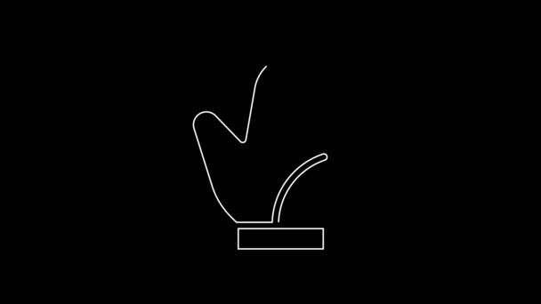 White Line Baseball Glove Icon Isolated Black Background Video Motion — Stockvideo