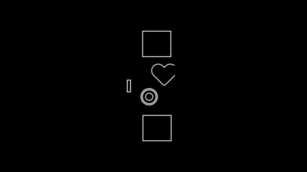 白线智能手表显示心脏跳动率图标孤立在黑色背景 健身应用的概念 4K视频运动图形动画 — 图库视频影像